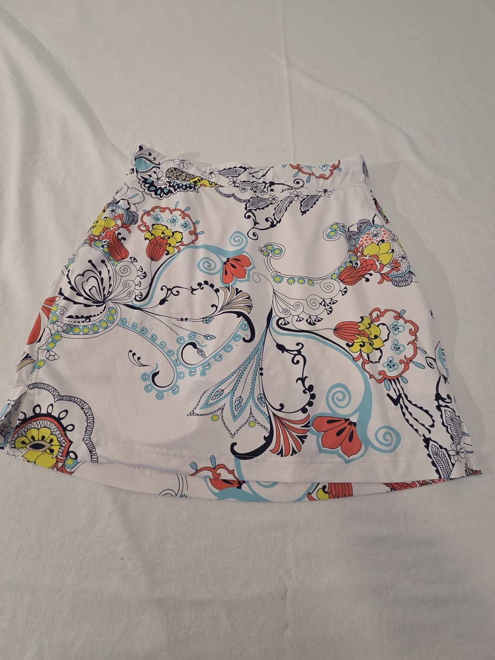 Golf - Callaway Floral Swirl Print A-Line Skort - White with Multicolor Accents